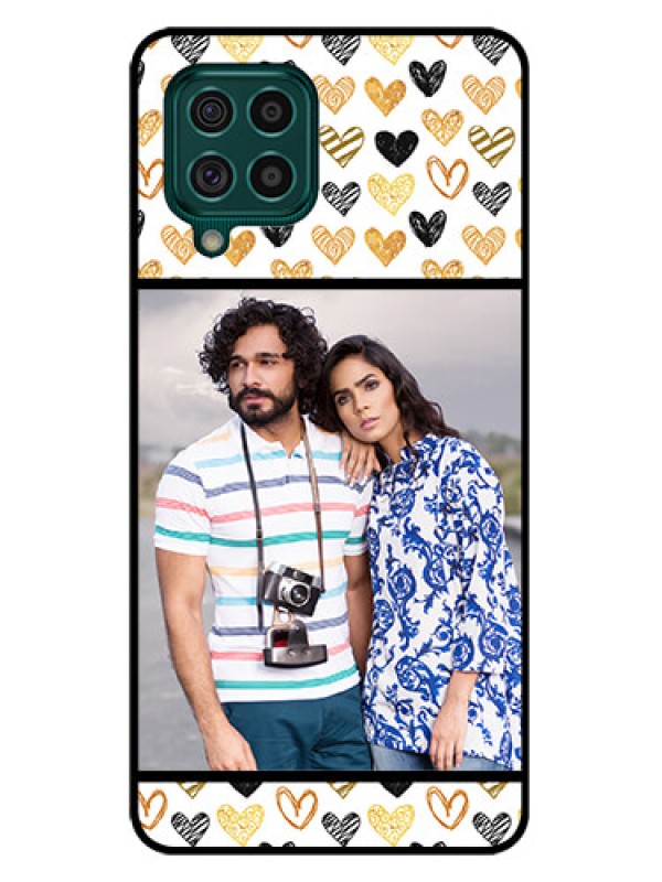 Custom Galaxy F62 Photo Printing on Glass Case - Love Symbol Design