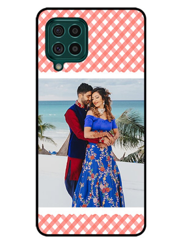 Custom Galaxy F62 Personalized Glass Phone Case - Pink Pattern Design