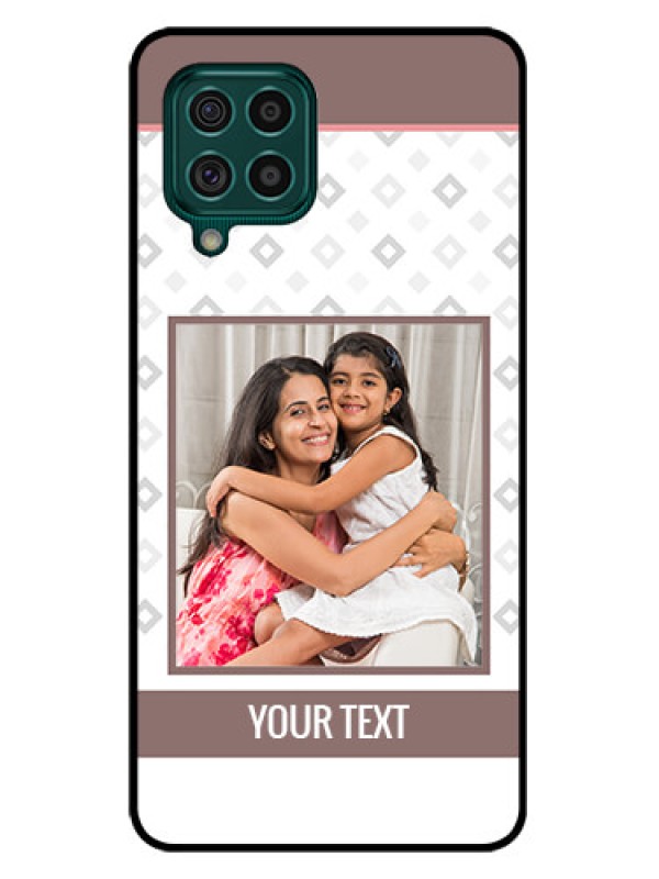 Custom Galaxy F62 Photo Printing on Glass Case - Simple Diamond Design