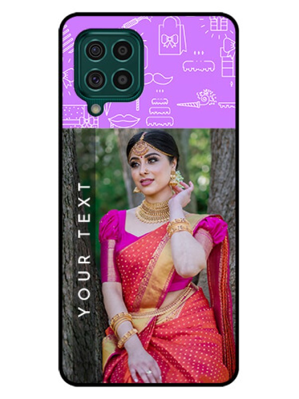 Custom Galaxy F62 Custom Glass Mobile Case - Birthday Icons Design