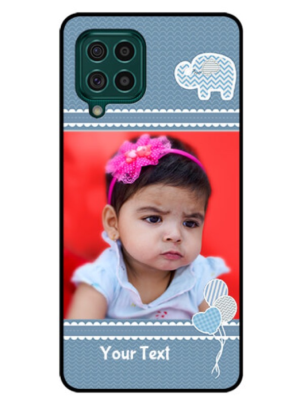 Custom Galaxy F62 Photo Printing on Glass Case - with Kids Pattern Design