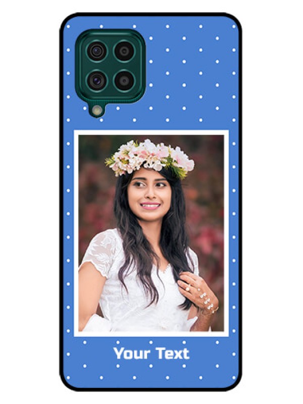 Custom Galaxy F62 Photo Printing on Glass Case - Polka dots design