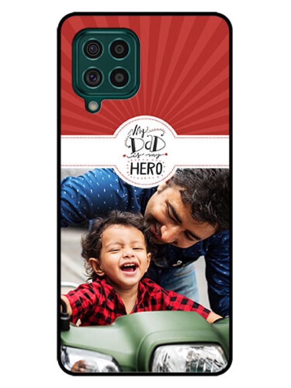 Custom Galaxy F62 Photo Printing on Glass Case - My Dad Hero Design