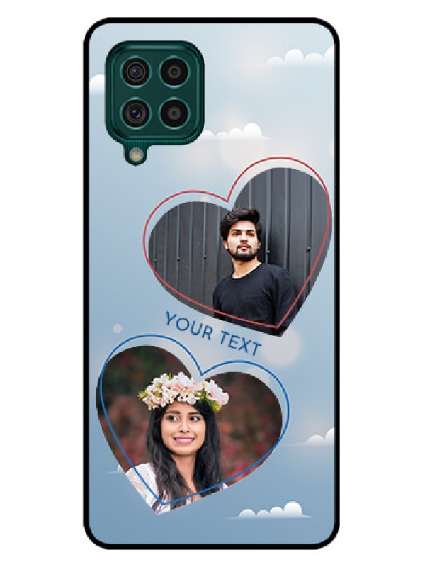 Custom Galaxy F62 Custom Glass Mobile Case - Blue Color Couple Design 
