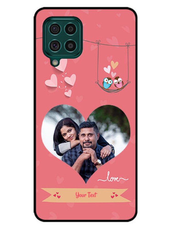 Custom Galaxy F62 Personalized Glass Phone Case - Peach Color Love Design 