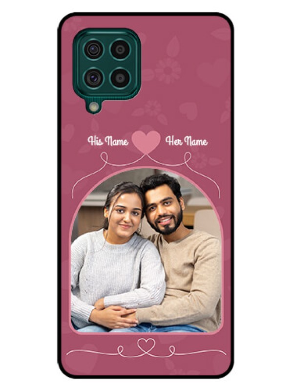 Custom Galaxy F62 Photo Printing on Glass Case - Love Floral Design