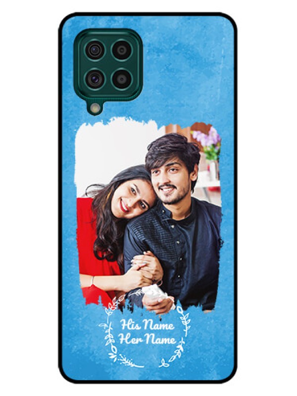 Custom Galaxy F62 Custom Glass Phone Case - Blue Color Vintage Design