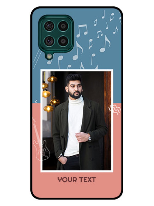 Custom Galaxy F62 Photo Printing on Glass Case - with Color Musical Note Design