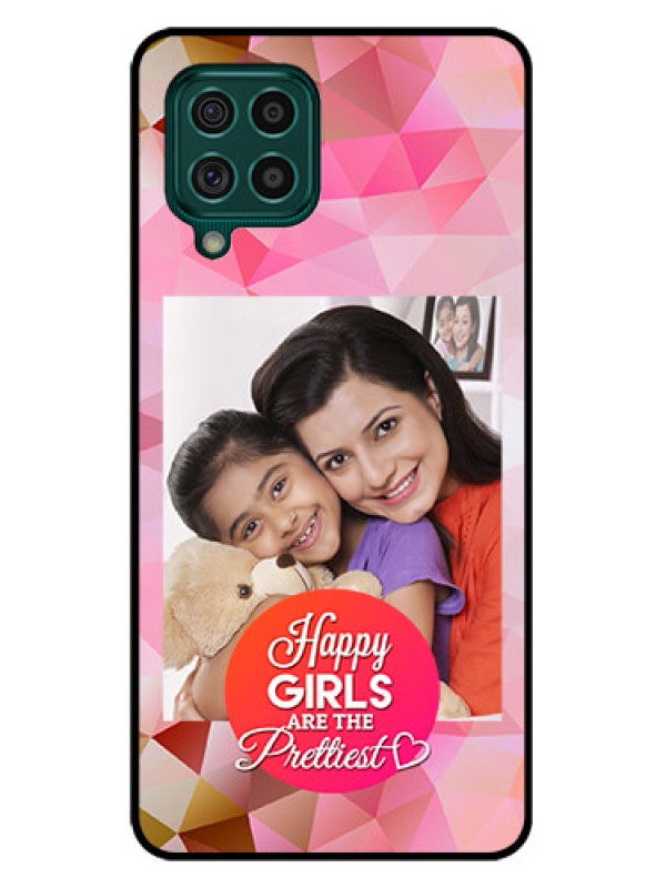 Custom Galaxy F62 Photo Printing on Glass Case - Abstract Triangle Design