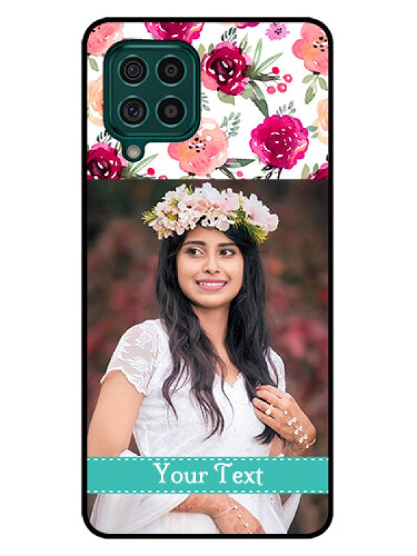 Custom Galaxy F62 Custom Glass Phone Case - Watercolor Floral Design