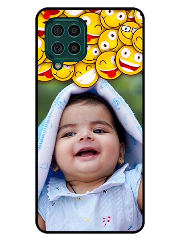 Custom Galaxy F62 Custom Glass Mobile Case - with Smiley Emoji Design