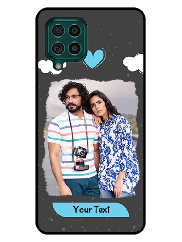 Custom Galaxy F62 Custom Glass Phone Case - Splashes with love doodles Design