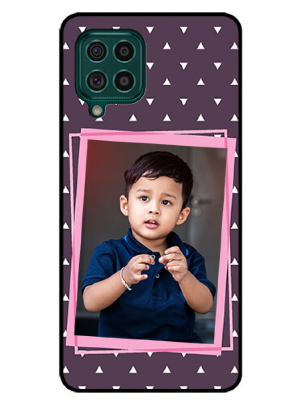 Custom Galaxy F62 Custom Glass Mobile Case - Triangle Pattern Dotted Design