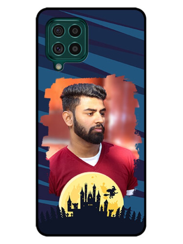 Custom Galaxy F62 Photo Printing on Glass Case - Halloween Witch Design 