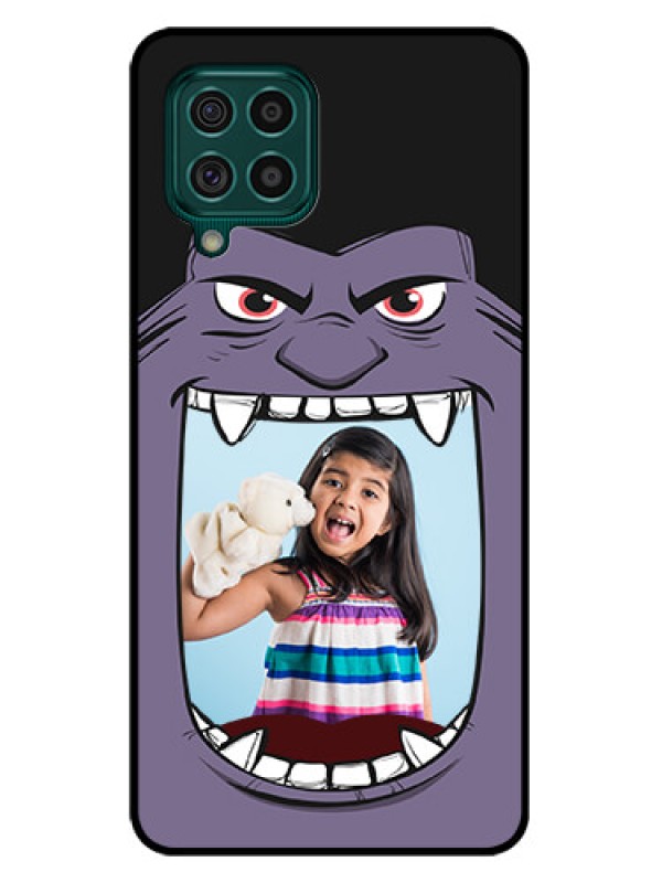 Custom Galaxy F62 Custom Glass Phone Case - Angry Monster Design