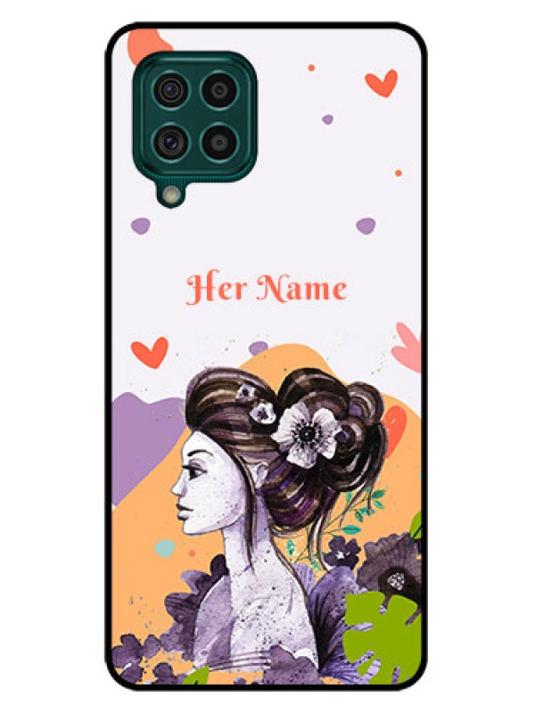 Custom Galaxy F62 Personalized Glass Phone Case - Woman And Nature Design