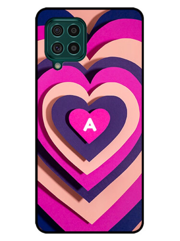 Custom Galaxy F62 Custom Glass Mobile Case - Cute Heart Pattern Design