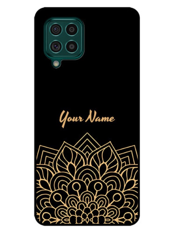 Custom Galaxy F62 Custom Glass Phone Case - Golden mandala Design
