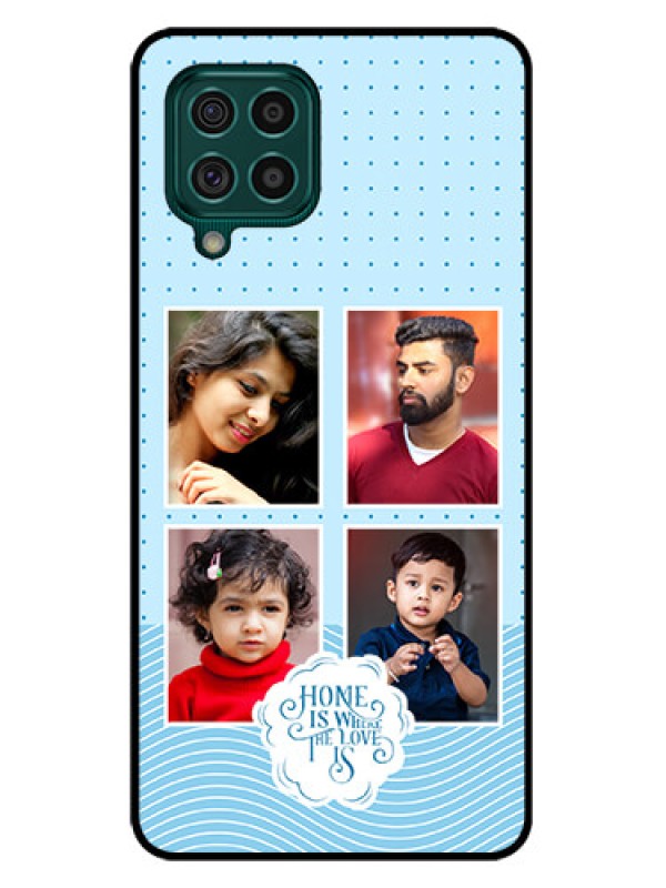 Custom Galaxy F62 Custom Glass Phone Case - Cute love quote with 4 pic upload Design