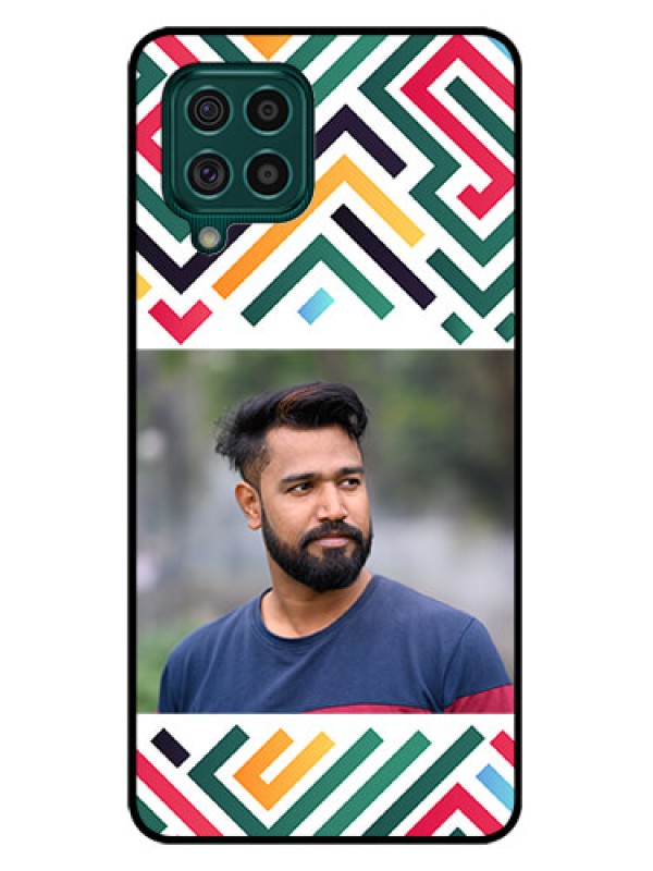 Custom Galaxy F62 Personalized Glass Phone Case - Colorful Maze Pattern Design