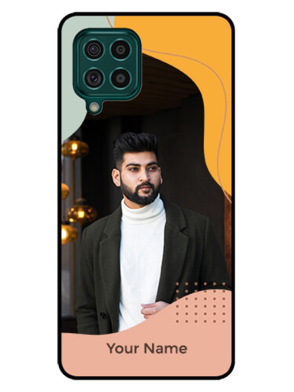 Custom Galaxy F62 Personalized Glass Phone Case - Tri-coloured overlay design