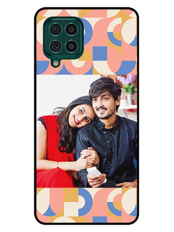 Custom Galaxy F62 Photo Printing on Glass Case - Semi-circle Maze Pattern Design