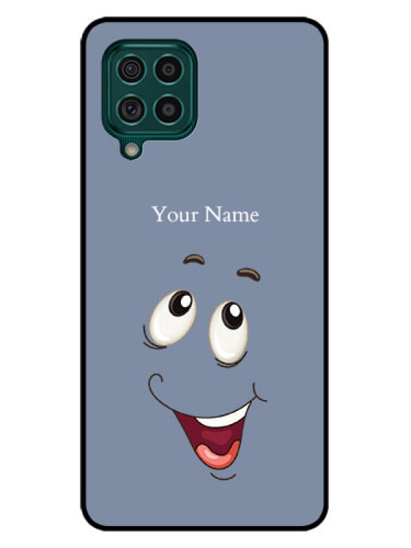 Custom Galaxy F62 Photo Printing on Glass Case - Laughing Cartoon Face Design