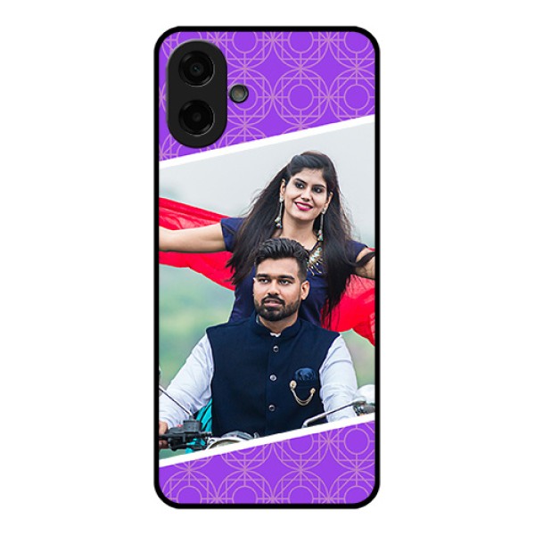 Samsung Galaxy F70e 5G Custom Glass Phone Case - Violet Color Pattern Design Samsung Galaxy F70e 5G Custom Glass Phone Case - Violet Color Pattern Design