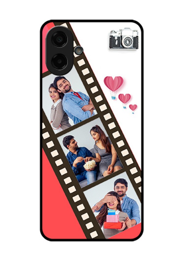 Samsung Galaxy F70e 5G Custom Glass Phone Case - 3 Image Holder With Film Reel