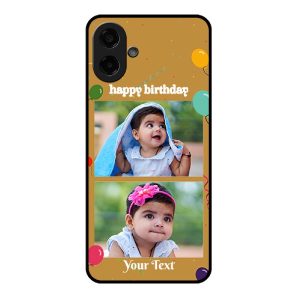 Samsung Galaxy F70e 5G Custom Glass Phone Case - Image Holder With Birthday Celebrations Design Samsung Galaxy F70e 5G Custom Glass Phone Case - Image Holder With Birthday Celebrations Design