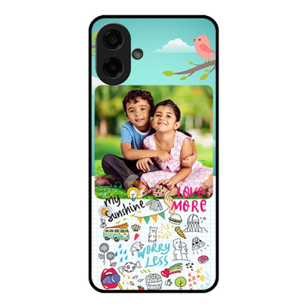 Samsung Galaxy F70e 5G Custom Glass Phone Case - Doodle Love Design