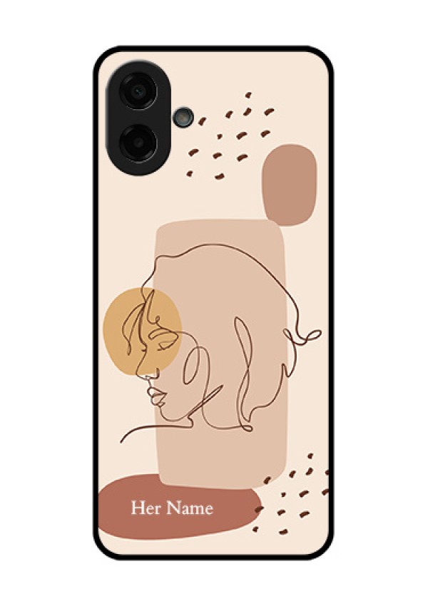 Samsung Galaxy F70e 5G Custom Glass Phone Case - Calm Woman Line Art Design