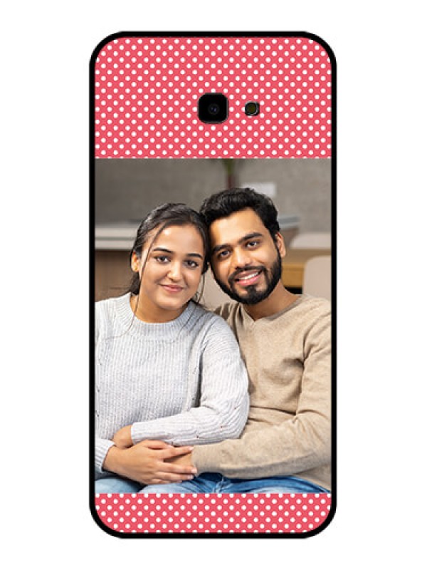 Custom Samsung Galaxy J4 Plus Custom Glass Phone Case - White Dotted Design