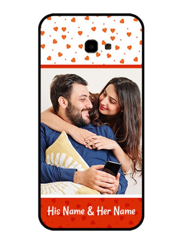 Custom Samsung Galaxy J4 Plus Custom Glass Phone Case - Orange Love Symbol Design