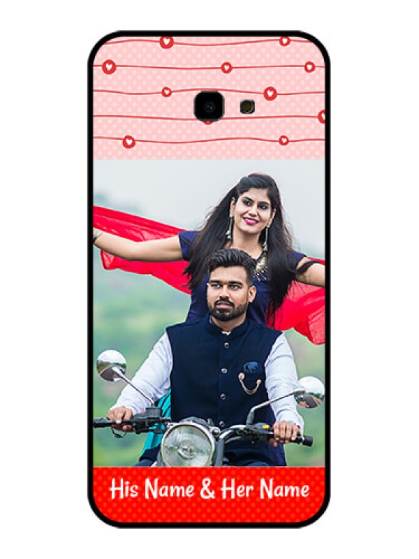 Custom Samsung Galaxy J4 Plus Custom Glass Phone Case - Red Pattern Case Design
