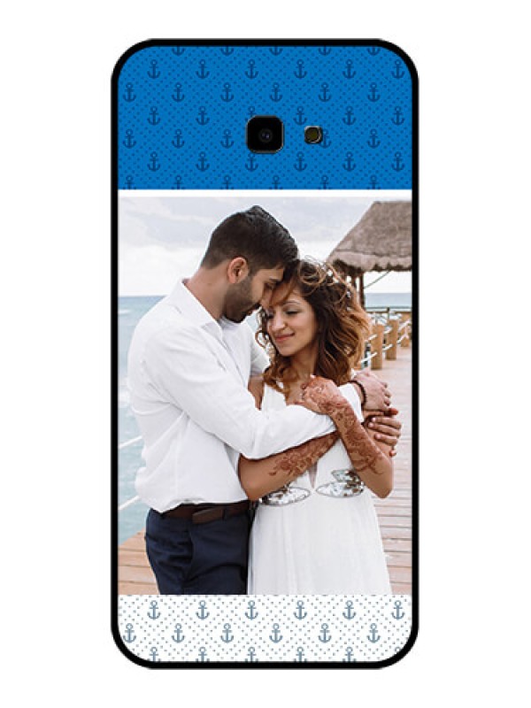 Custom Samsung Galaxy J4 Plus Custom Glass Phone Case - Blue Anchors Design