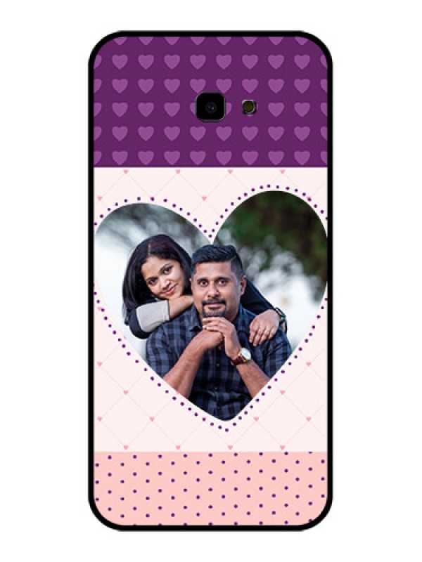 Custom Samsung Galaxy J4 Plus Custom Glass Phone Case - Violet Love Dots Design