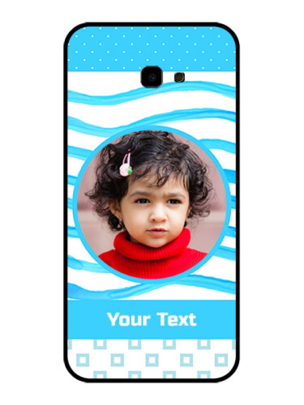 Custom Samsung Galaxy J4 Plus Custom Glass Phone Case - Simple Blue Case Design