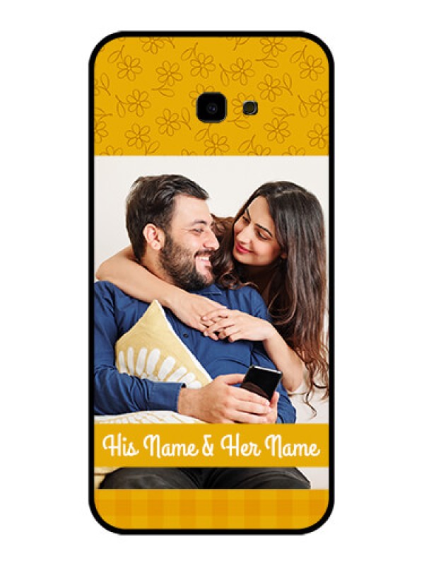 Custom Samsung Galaxy J4 Plus Custom Glass Phone Case - Yellow Floral Design