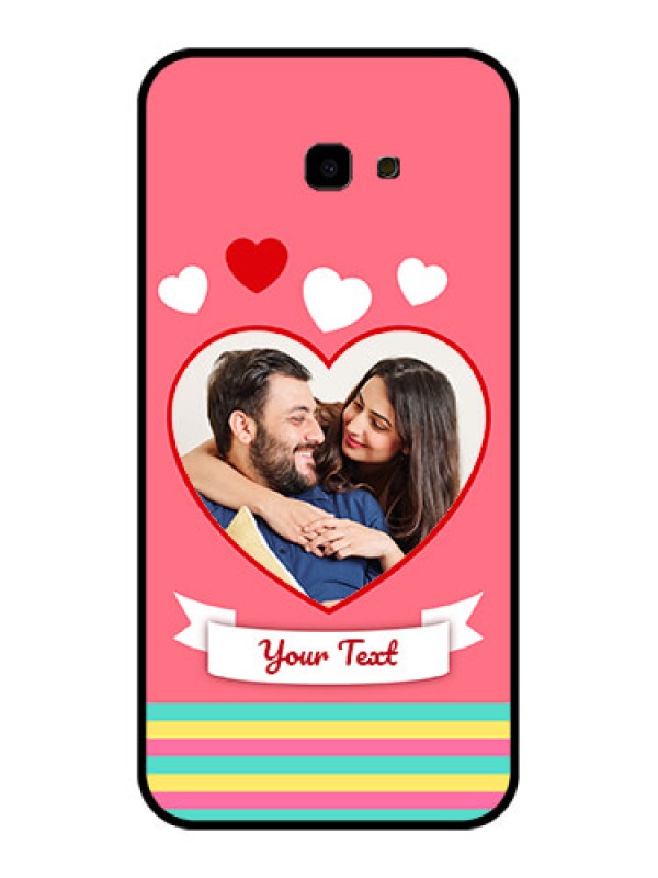 Custom Samsung Galaxy J4 Plus Custom Glass Phone Case - Love Shapes Doodle Design