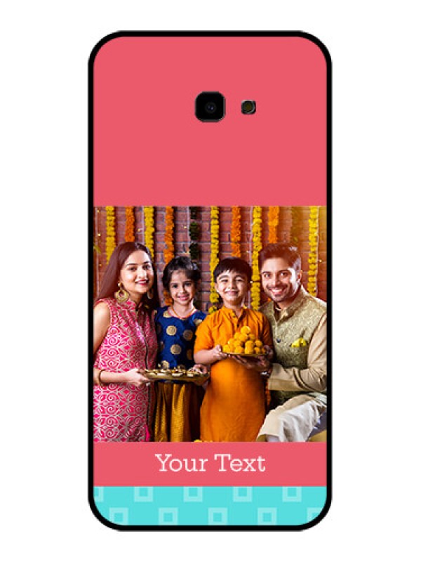 Custom Samsung Galaxy J4 Plus Custom Glass Phone Case - Peach & Blue Color Design