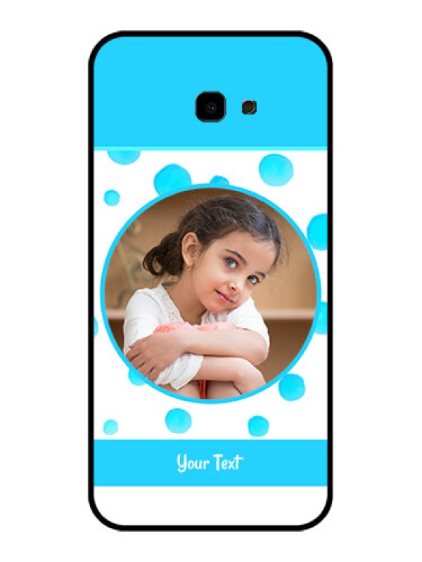Custom Samsung Galaxy J4 Plus Custom Glass Phone Case - Blue Bubbles Pattern Design