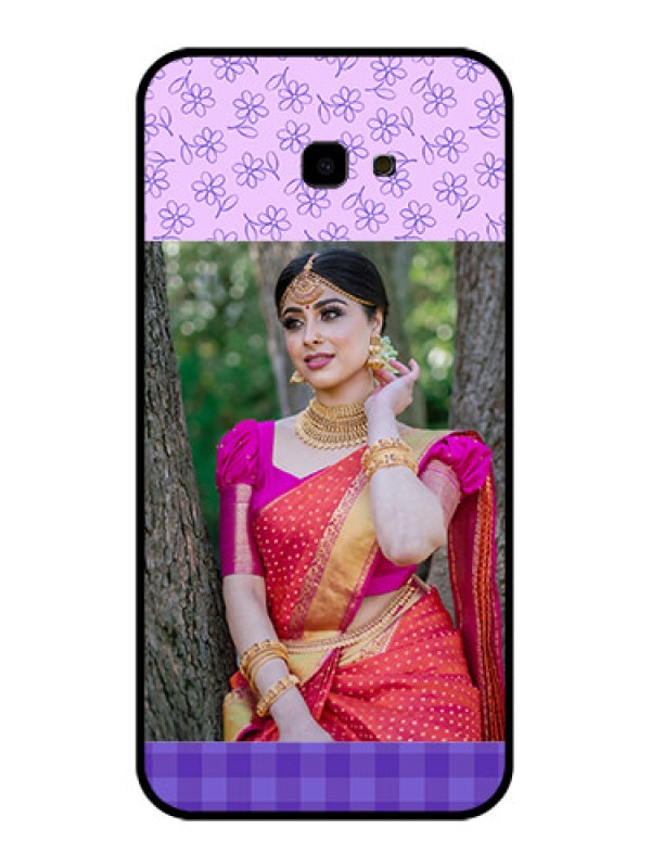 Custom Samsung Galaxy J4 Plus Custom Glass Phone Case - Purple Floral Design