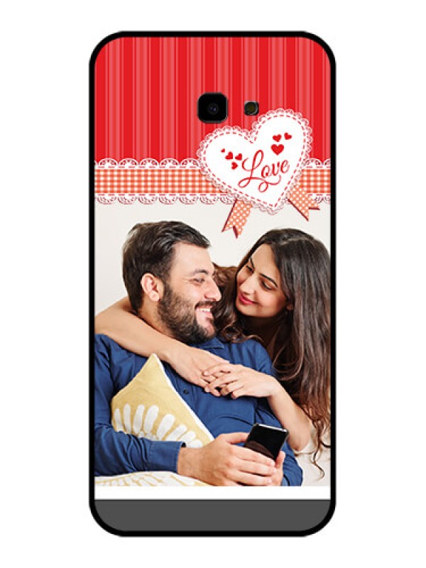 Custom Samsung Galaxy J4 Plus Custom Glass Phone Case - Red Love Pattern Design