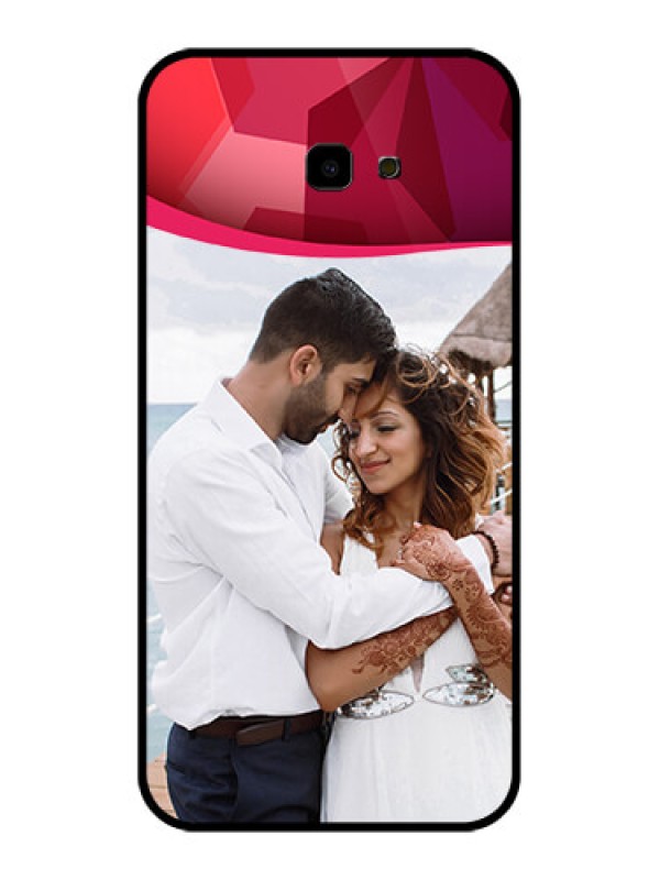 Custom Samsung Galaxy J4 Plus Custom Glass Phone Case - Red Abstract Design