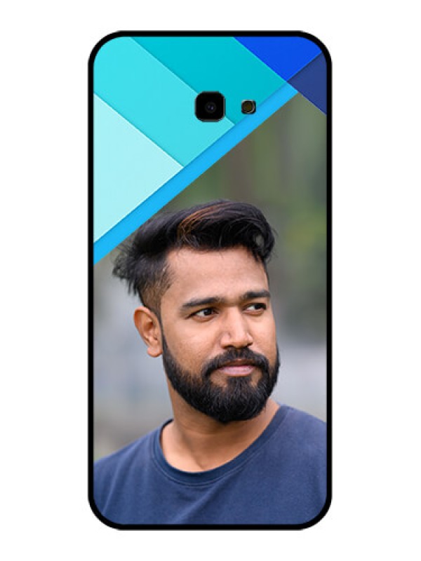 Custom Samsung Galaxy J4 Plus Custom Glass Phone Case - Blue Pattern Design