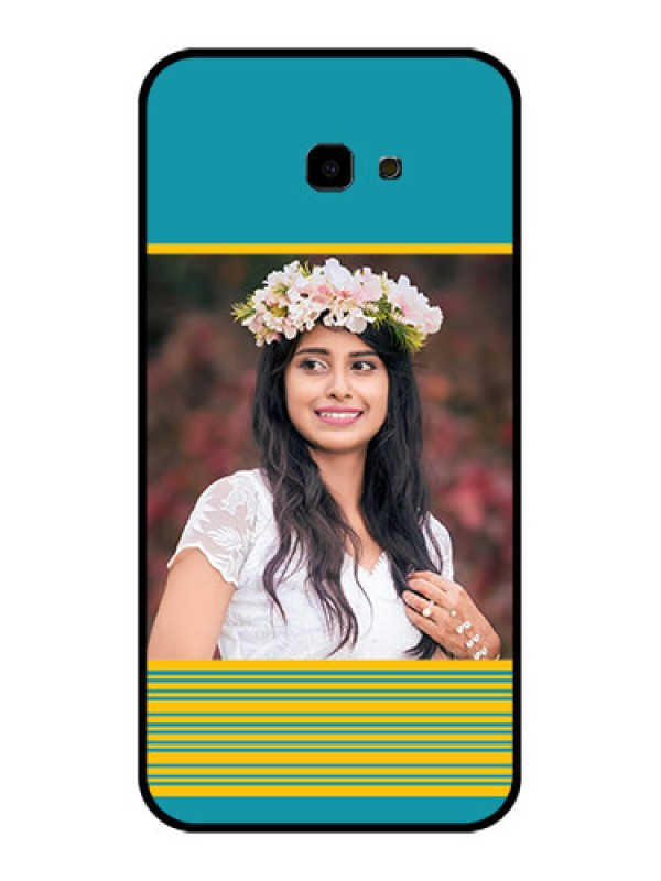 Custom Samsung Galaxy J4 Plus Custom Glass Phone Case - Yellow & Blue Design