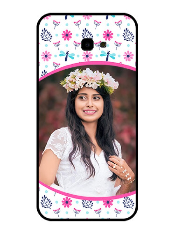 Custom Samsung Galaxy J4 Plus Custom Glass Phone Case - Colorful Flower Design