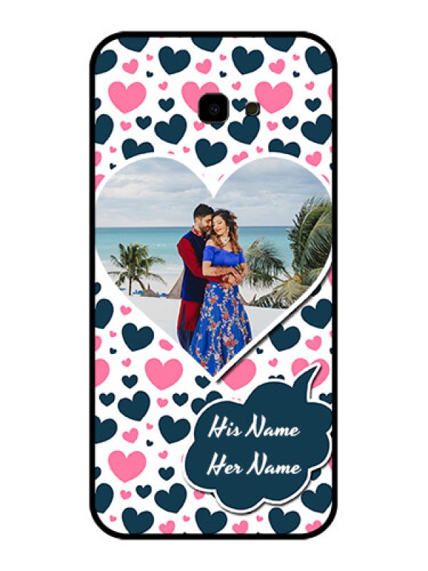 Custom Samsung Galaxy J4 Plus Custom Glass Phone Case - Pink & Blue Heart Design