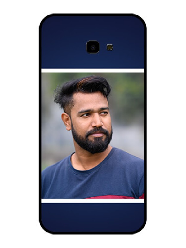 Custom Samsung Galaxy J4 Plus Custom Glass Phone Case - Simple Royal Blue Design